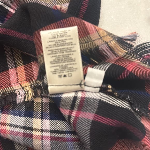 Cloth & Stone for Anthropologie Mallory Plaid Short Sleeve Back Button Blouse-Sm - Picture 12 of 13